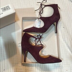 Ivanka Trump Purple Suede Lace-Up Heels